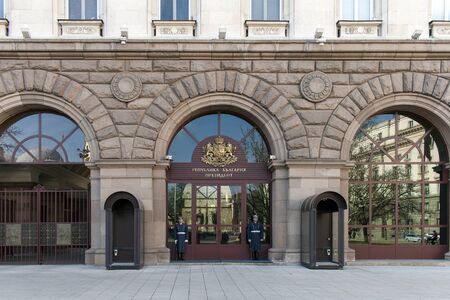 SOFIA, BULGARIA - FEBRUARY 21, 2019: Guards of Honor in front of the Presidency of Bulgarian republic in city of Sofia, Bulgariaのeditorial素材