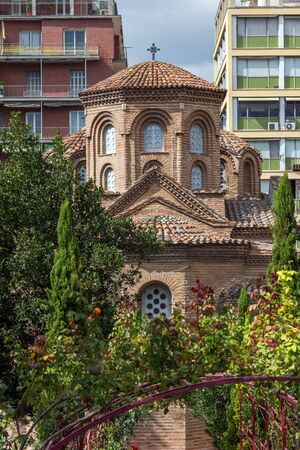 THESSALONIKI, GREECE - SEPTEMBER 30, 2017: Ðntique Byzantine Church of Panagia Chalkeon in the center of city of Thessaloniki, Central Macedonia, Greeceのeditorial素材
