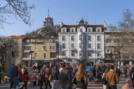 PLOVDIV, BULGARIA - FEBRUARY 10, 2019:  Old Building at central pedestrian street in city of Plovdiv, Bulgariaのeditorial素材