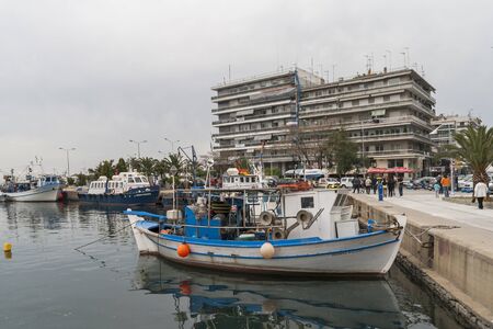 KAVALA, GREECE - APRIL 24, 2010: Panoramic view of coastal street of city of Kavala, East Macedonia and Thrace, Greeceのeditorial素材