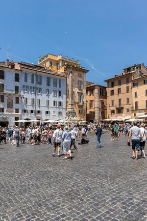 ROME, ITALY - JUNE 23, 2017: Amazing view of Piazza della Rotonda in city of Rome, Italyのeditorial素材