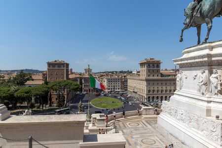 ROME, ITALY - JUNE 23, 2017: Amazing view of Altar of the Fatherland- Altare della Patria, known as the national Monument to Victor Emmanuel II in city of Rome, Italyのeditorial素材