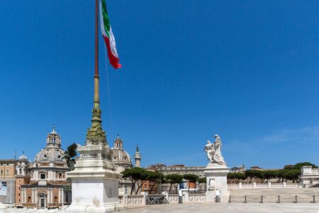 ROME, ITALY - JUNE 23, 2017: Amazing view of Altar of the Fatherland- Altare della Patria, known as the national Monument to Victor Emmanuel II in city of Rome, Italyのeditorial素材