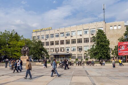 SILISTRA, BULGARIA - MAY 1, 2008: Building and street at the center of town of Dobrich, Bulgariaのeditorial素材