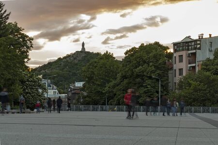 PLOVDIV, BULGARIA - MAY 10, 2019: Sunset view of Monument to the Soviet Army know as Alyosha in city...