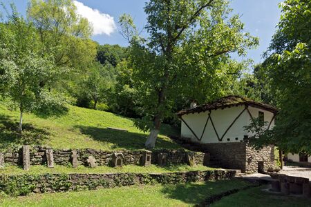ETAR, GABROVO, BULGARIA- JULY 6, 2018: Old house in Ethno village Etar (Etara) near town of Gabrovo, Bulgariaのeditorial素材