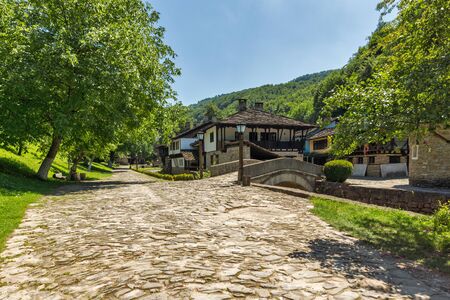 ETAR, GABROVO, BULGARIA- JULY 6, 2018: Old house in Ethno village Etar (Etara) near town of Gabrovo, Bulgariaのeditorial素材