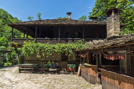 ETAR, GABROVO, BULGARIA- JULY 6, 2018: Old house in Ethno village Etar (Etara) near town of Gabrovo, Bulgariaのeditorial素材