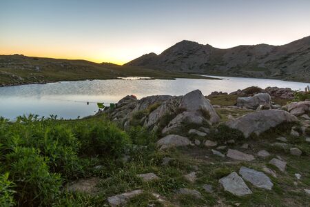 Night photo near Tevno lake, Pirin Mountain, Bulgariaの写真素材