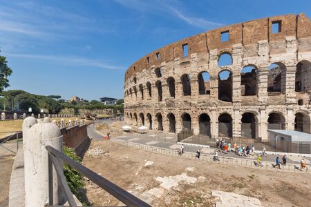 ROME, ITALY - JUNE 24, 2017:  Outside view of Ancient arena of gladiator Colosseum in city of Rome, Italyのeditorial素材