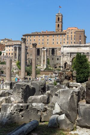 ROME, ITALY - JUNE 24, 2017: Panoramic view of Roman Forum in city of Rome, Italyのeditorial素材