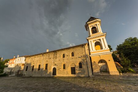 PLOVDIV, BULGARIA - JULY 4,  2018: Amazing sunset view of The Virgin Mary Eastern Orthodox Church in...