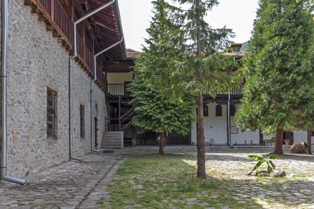 BACHKOVO MONASTERY, BULGARIA - MAY 26, 2019: Medieval Buildings in Bachkovo Monastery Dormition of...