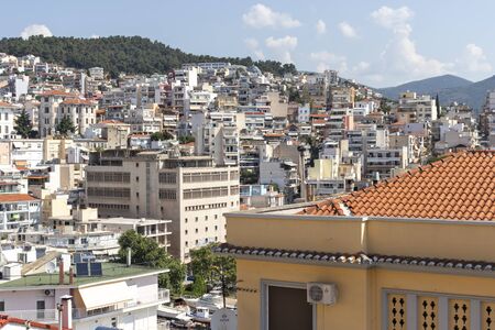 KAVALA, GREECE - JUNE 22, 2019: Panoramic view to city of Kavala, East Macedonia and Thrace, Greeceのeditorial素材