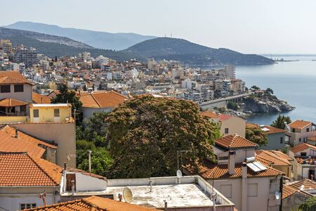 KAVALA, GREECE - JUNE 22, 2019: Panorama of city of Kavala from fortress, East Macedonia and Thrace, Greeceのeditorial素材