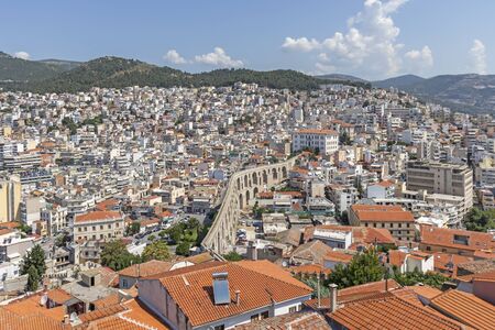 KAVALA, GREECE - JUNE 22, 2019: Panorama of city of Kavala from fortress, East Macedonia and Thrace, Greeceのeditorial素材