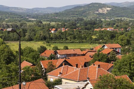 NISKA BANJA, SERBIA - JUNE 15, 2019:  Panoramic view of spa resort of Niska Banja near city of Nis, Serbiaのeditorial素材