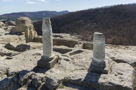PERPERIKON, BULGARIA - MARCH 17, 2019: Ruins of Ancient sanctuary city of Perperikon, Kardzhali...