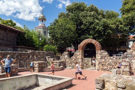 SOZOPOL, BULGARIA - AUGUST 10, 2018: Ancient ruins at town of Sozopol, Burgas Region, Bulgariaのeditorial素材