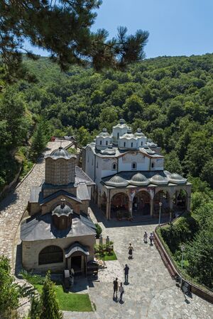 OSOGOVO MONASTRY, NORTH MACEDONIA - JULY 21, 2018: Medieval Monastery St. Joachim of Osogovo, Kriva Palanka region, North Macedoniaのeditorial素材