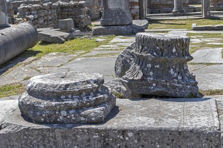 Ancient Ruins at archaeological site of Philippi, Eastern Macedonia and Thrace, Greeceの写真素材