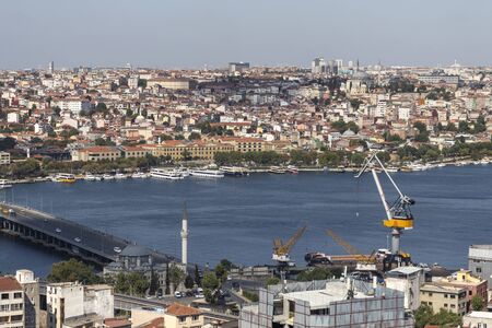 ISTANBUL, TURKEY - JULY 27, 2019: Panoramic view from Galata Tower to city of Istanbul, Turkeyのeditorial素材