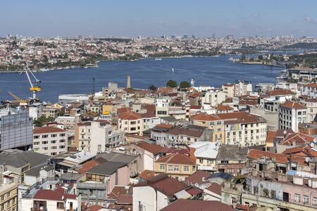 ISTANBUL, TURKEY - JULY 27, 2019: Panoramic view from Galata Tower to city of Istanbul, Turkeyのeditorial素材