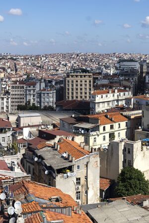 ISTANBUL, TURKEY - JULY 27, 2019: Panoramic view from Galata Tower to city of Istanbul, Turkeyのeditorial素材