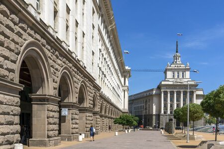 SOFIA, BULGARIA - MAY 31, 2018: Panorama of Nezavisimost (Independence) Square in city of Sofia, Bulgariaのeditorial素材