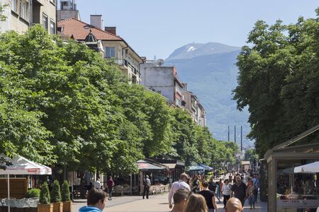 SOFIA, BULGARIA - MAY 31, 2018:  Walking people on Boulevard Vitosha in city of Sofia, Bulgariaのeditorial素材