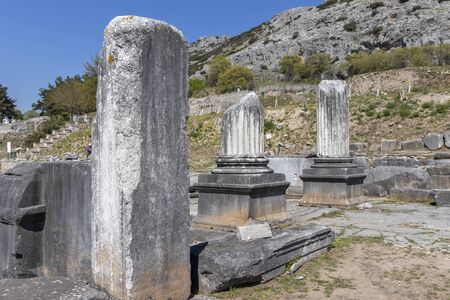Panoramic view of Ancient Ruins at archaeological area of Philippi, Eastern Macedonia and Thrace,...