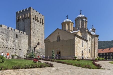 DESPOTOVAC, SERBIA - AUGUST 11, 2019: Medieval Manasija monastery founded between 1406 and 1418,...