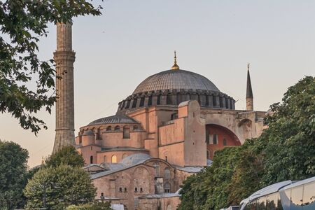 ISTANBUL, TURKEY - JULY 26, 2019: Sunset view of Hagia Sophia Museum in city of Istanbul, Turkeyのeditorial素材