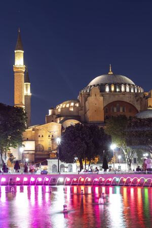 ISTANBUL, TURKEY - JULY 26, 2019: Night photo of Hagia Sophia Museum in city of Istanbul, Turkeyのeditorial素材