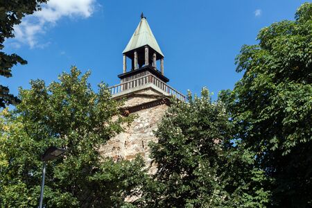 VRATSA, BULGARIA - JULY 15, 2018: Medieval Meshchiite Tower at the center of town of Vratsa, Bulgariaのeditorial素材