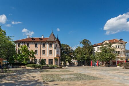 VRATSA, BULGARIA - JULY 15, 2018: Panoramic view of Hristo Botev square at the center of town of Vratsa, Bulgariaのeditorial素材