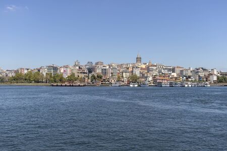 ISTANBUL, TURKEY - JULY 26, 2019: Panorama from Bosporus to Golden Horn in city of Istanbul, Turkeyのeditorial素材