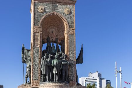 ISTANBUL, TURKEY - JULY 26, 2019: The Republic Monument at Taksim Square at the center of city of Istanbul, Turkeyのeditorial素材