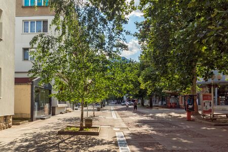 VRATSA, BULGARIA - JULY 15, 2018: Typical Building and street at the center of town of Vratsa, Bulgariaのeditorial素材