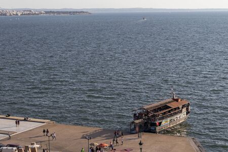 THESSALONIKI, GREECE - SEPTEMBER 22, 2019:  Sunset view from White Tower to city of Thessaloniki, Central Macedonia, Greeceのeditorial素材