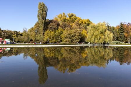 SOFIA, BULGARIA - OCTOBER 26, 2019: Autumn view of South Park in city of Sofia, Bulgariaのeditorial素材