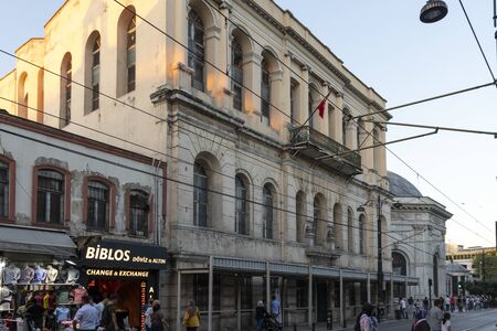 Sunset view of Typical Building and street in Laleli district in city of Istanbul, Turkey