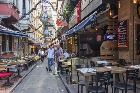 ISTANBUL, TURKEY - JULY 26, 2019: People at the shopping  pedestrian street near Taksim Square at the center of city of Istanbul, Turkeyのeditorial素材
