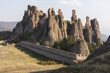 BELOGRADCHIK, BULGARIA - OCTOBER 19, 2019: Sunset view of Ruins of Medieval Belogradchik Fortress known as Kaleto, Vidin Region, Bulgariaのeditorial素材