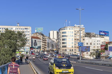 BELGRADE, SERBIA - AUGUST 12, 2019: Typical Building and Street in the center of city of Belgrade, Serbiaのeditorial素材