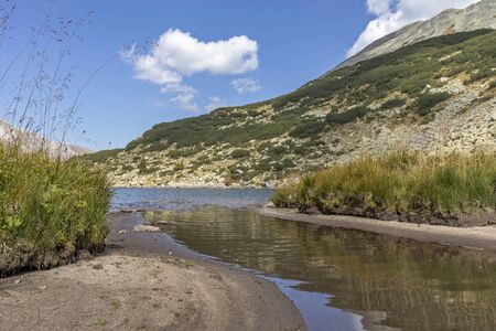 Autumn Panorama of Fish Banderitsa lake, Pirin Mountain, Bulgariaの写真素材