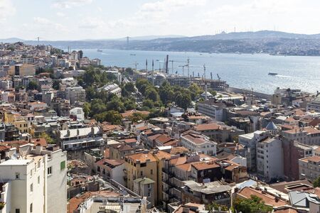 ISTANBUL, TURKEY - JULY 27, 2019: Panoramic view from Galata Tower to city of Istanbul, Turkeyのeditorial素材