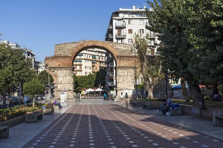THESSALONIKI, GREECE - SEPTEMBER 22, 2019: Ancient Roman Arch of Galerius in the center of city of Thessaloniki, Central Macedonia, Greeceのeditorial素材