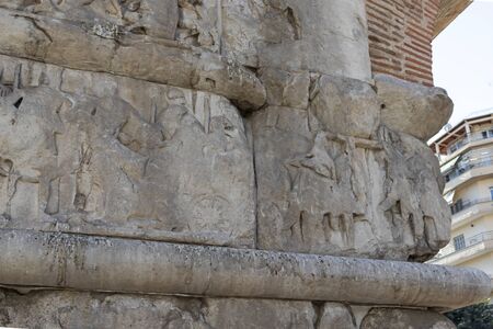 Architectural Detail of Ancient Roman Arch of Galerius in Thessaloniki, Central Macedonia, Greeceの写真素材