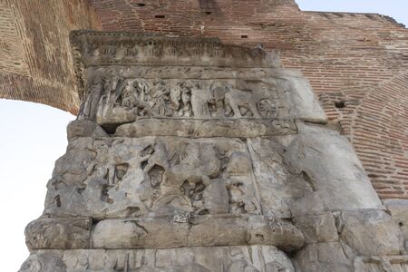 Architectural Detail of Ancient Roman Arch of Galerius in Thessaloniki, Central Macedonia, Greeceの写真素材